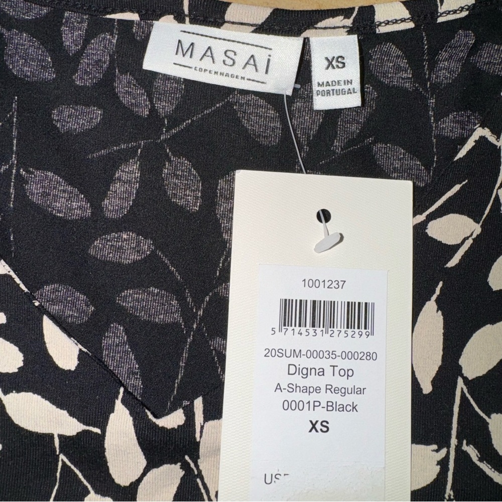 Masai Copenhagen women’s short sleeve, leaf print pull on blouse NWT - Picture 5 of 9